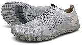 Voovix Herren Barfußschuhe Sportlich Traillaufschuhe Damen Outdoor Wanderschuhe Unisex Wide Toe Minimalistisch rutschfeste Turnschuhe Atmungsaktive Laufschuhe, Grau-E 41