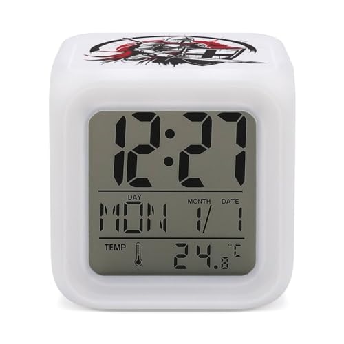 Knights and Templar Digital Alarm Clock 7 Colors LED Change Glowing Night Light for Bedroom Office Desk