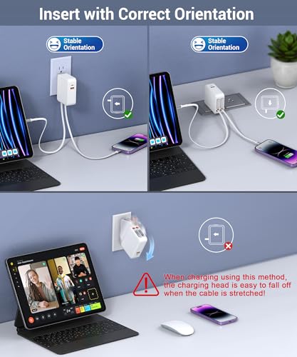 Image of 65W Retractable Wall Charger, USB C Charger Wall Plug with USB C & Apple Cable,Fast Charging Foldable Block Multi Charger,Travel Essentials Brick Multiport for i-Phone 17 /16 /15,iPad,Galaxy(1Pack)