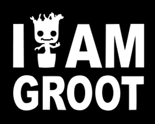 Signage Cafe Calcomanía de vinilo con texto en inglés "I Am Groot" para ventanas, coches, camiones, cajas de herramientas, loncheras, portátiles y