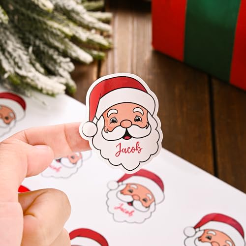 Image of Personalized Christmas Stickers with Name, Custom Santa Claus Waterproof Christmas Gift Tags for Gift Box Holiday Decorations, Stockings, Party Favors (Santa Claus 2)