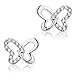 Miore Ohrringe Damen 0.04 Ct Diamant Ohrtecker Schmetterling aus Weißgold 9 Karat / 375 Gold, Ohrschmuck mit Diamanten Brillianten