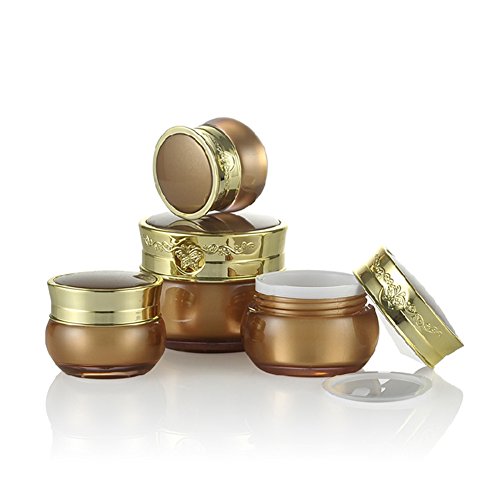 erioctry 1PCS 10ml/15ml/30ml Empty Gold Upscale Refillable Acrylic Makeup Cosmetic Face Cream Lotion Jar Pot Bottle Container with Liners and Butterfly Ornamental Engraving Screw Lid (30ml/ 1oz)