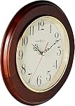 Howard Miller Brentwood Horloge murale 620-168 – Finition cerise Windsor de 11,5 pouces, lunette ronde en laiton fini, décor maison naturel, cadran blanc cassé, montre mouvement Quartz