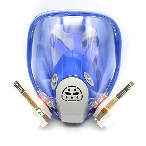 Maschera antigas in silicone a pieno facciale, completa di respiratore, set da 7 pezzi, adatta a tute da verniciatura, 6800