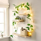 【Cordes Réglables en Hauteur, Montage Flexible】Les cordes en coton de votre deco etagere murale bois sont réglables en longueur. Vous pouvez ainsi adapter la hauteur totale (environ 90 à 110 cm) et l'espacement entre les trois niveaux selon vos besoins. Que vous ayez un plafond bas ou un mur haut, votre macrame etagere murale s'adapte parfaitement. Deux cordes de suspension garantissent une stabilité maximale.