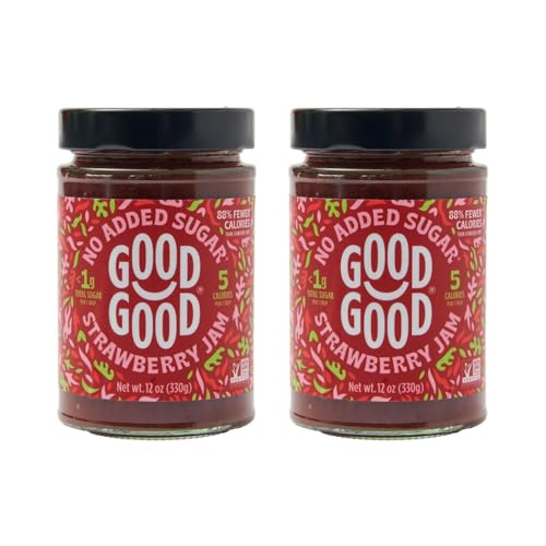 GOOD GOOD NATURAL SWEETNESS Sweet Strawberry Jams by - Keto Friendly No Added Sugar Strawberry Jam - Keto - Vegan - Gluten Free - Diabetic Friendly (12 Ounce (Pack of 2))