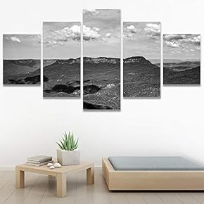 SIGNWIN 5 Panel Canvas Wall Art Monochromatic Mountains...