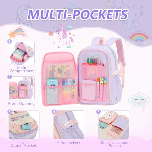 GeeWin Conjunto de mochila escolar para meninas, mochila para crianças, adolescentes, ensino fundame