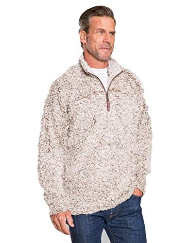 True Grit Mens Frosty Tipped 1/4 Zip Pullover Brown2