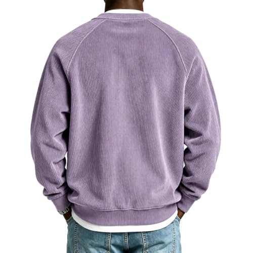Mens Corduroy Shirt Long Sleeve Layered Top V Neck Tshirts - image 5