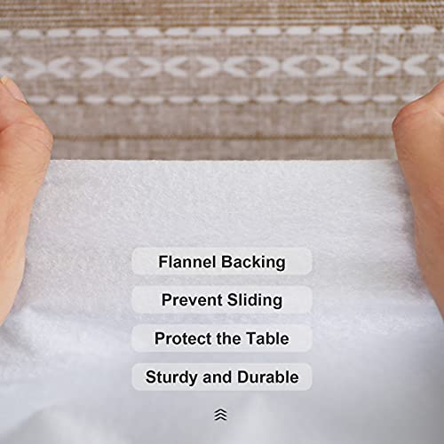 Vonabem 100% Waterproof Rectangle PVC Tablecloths, Vinyl Tablecloth with Flannel Backing, Wipeable Plastic Table Cover for Dinning, Picnic, Indoor and Outdoor(Brown, 52"x70")