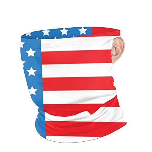 Usa Flag Patriotic Sun Face Mask Scarf UV Protection Ear Loops Neck Gaiter Breathable Bandanas for Outdoors Fishing