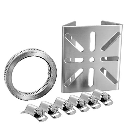 304 Stainless Steel Pole Mount Bracket for Camera, Universal, Surveillance Camera CCTV Security Camera Pole Mounting Bracket, with Steelsoft DIY Hose Clamp System