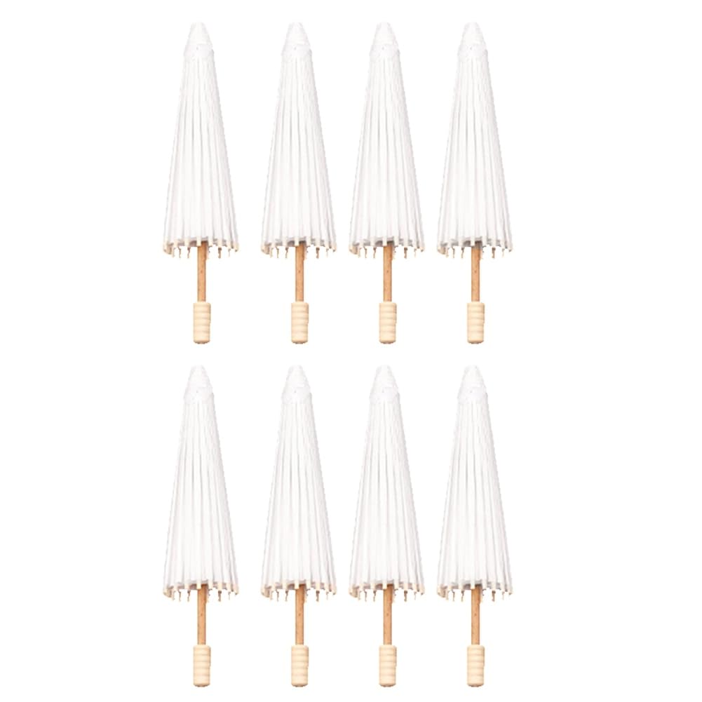 Barfeery 8Pcs Paper Parasol Wedding Umbrella Favor 30Cm Bamboo Umbrellas For Bridal Shower Centerpieces Photo Props