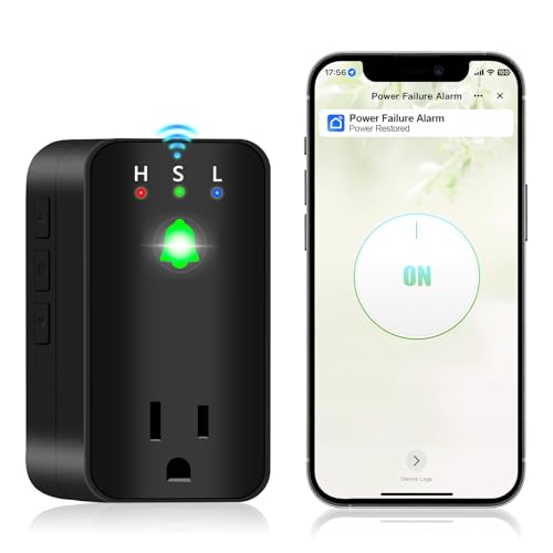 Power Failure Alarm WiFi Power Outage Alarm with App Notifications & Voltage Detection Outlet Power Loss Alarm with 110dB Adjustable LED Indicator Power Monitor for GFCI Trips Freezer Sump Pump