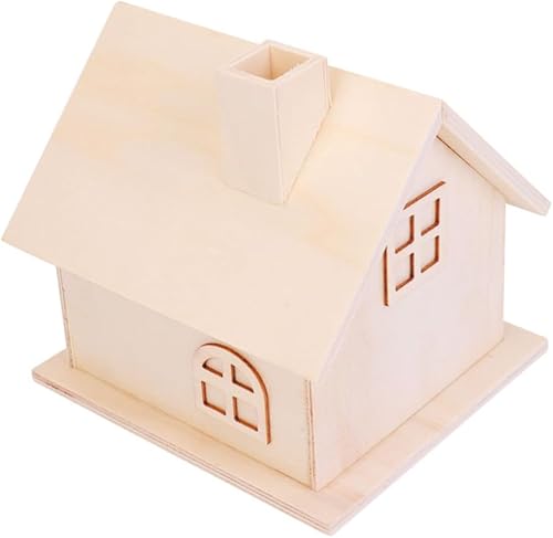 Miniatura 1 de VILLCASE Caja de madera titular de la moneda Banco de la moneda de madera sin terminar hucha DIY madera moneda banco signo amor moneda banco moneda