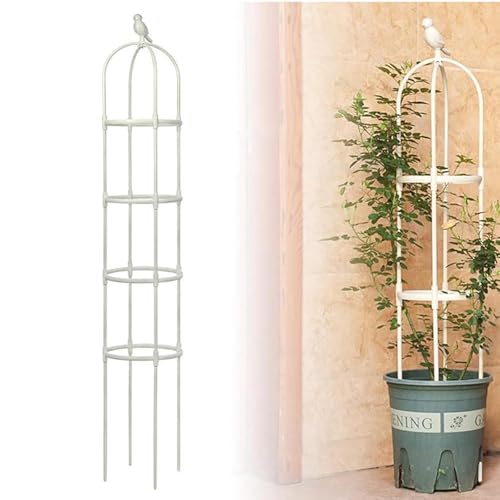 Yesbon Torre de Obelisco de Jardín, Obeliscos para Plantas Trepadoras, Soporte para Plantas Trepadoras, para Jardín, Soporte de Flores para Interiores,Blanca,95 * 22 cm/37.4 * 8.6 in