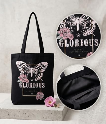 Image of Canvas Tote Bag with Zipper for Women| Inside Pocket | Cotton College Shoulder Bag | Stylish Travel Sling & Handbag for Daily Use | Cotton Canvas Fabric