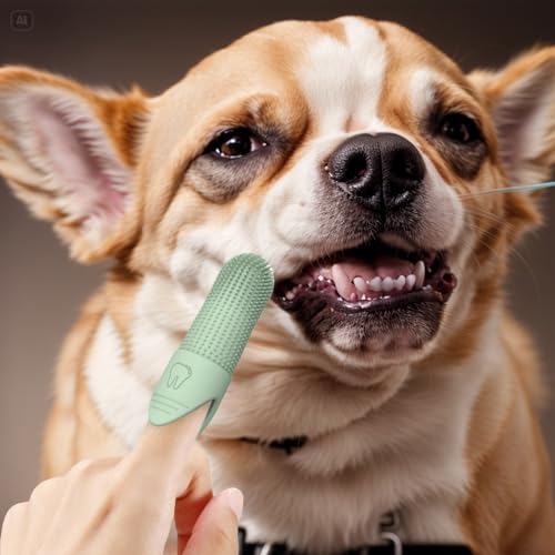 JBD Conjunto de cuidados dentários para animais de estimação – Conjunto de escova de dentes de silic