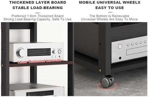 Yüzyıl Ortası Modern Multimedya Standı - DVD, Oyun Konsolu ve Stereo Ekipmanları için Şık Ses Rafı, Oturma Odası ve Stüdyolarda Depolama Çözümleri İçin Mükemmeldir - Görsel 6