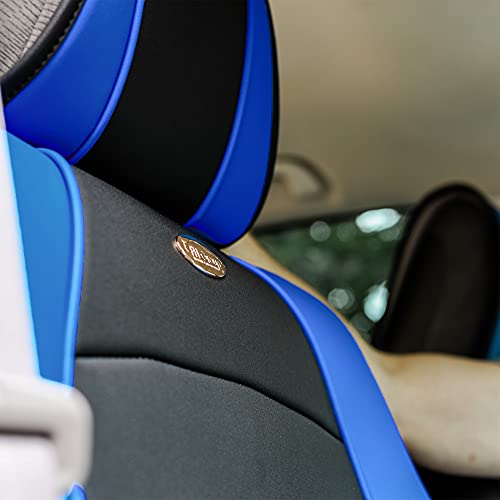 Image of FH Group Front Set Faux Leather Car Seat Cushions, - 2 Pack Seat Covers for Cars Trucks SUV, Waterproof, Universal Fit Seat protector, Blue