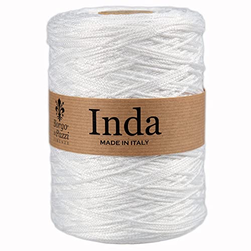 Cordino 2mm para bolsas polipropileno de ganchillo (Blanco 4), Hilos para ganchillo y agujas de punto, Cuerda manualidades Made in Italy, BORGO DE’ PAZZI FIRENZE