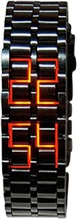 Mastop Men's Lava Stainless Steel Lava RED LED Digital Bracelet Watch (Black Red)