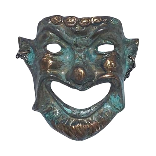 DadArt Máscara de teatro grego de bronze, feita à mão, de comédia antiga, tragédia colecionável
