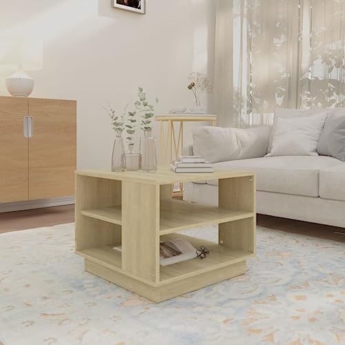 Mokuyary Couchtisch Sonoma-Eiche 55x55x43 cm Holzwerkstoff, Wohnzimmertisch Couch Tisch für Wohnzimmer, Büro, Kleine Räume Sofatisch – Bild 5