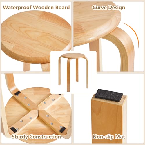 IBUYKE Juego de 4 taburetes Redondos de Madera, taburetes de Bar Silla apilable de Madera doblada Antideslizante sólida Taburetes apilables Cocina Oficina Silla de Fiesta RF-752-4 - imagen 7
