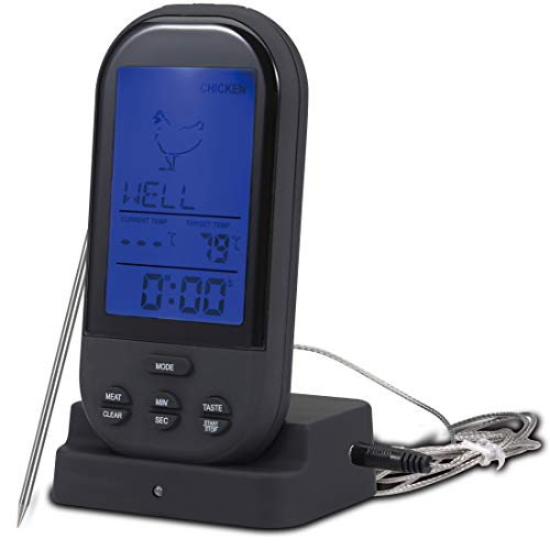 Masterpro Bgmp-9053 Termómetro Digital De Cocción Para 8 Tipos De Carne, Configurable, Con Aguja De 19 Cms, Foodies, Acero