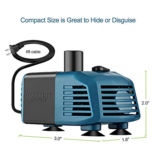 Opulent Systems 100Gph 5W Submersible Pump (375L/H) Ultra Quiet Water Pump For Fish Tank, Pond, Aquarium, Statuary And Hydroponics #TOP1