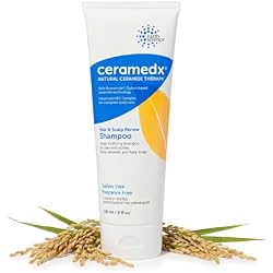 Ceramedx Hair & Scalp Renew Ceramide Shampoo, Fragrance Free, 8 oz | Sulfate-Free, Fragrance-Free Shampoo | Riceramide-3 + Advanced HSC Complex | Dry Scalp Care, Color Safe | pH 5.0