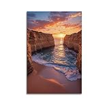 hjkhjt Tropische Strand Poster Wellen unter dem blauen Himmel Leinwand Poster für Wohnzimmer Schlafzimmer 50 x 75 cm ohne Rahmen