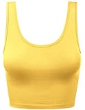 HATOPANTS Women Sleeveless Racerback Crop Tank Top Cami Backless Scoopneck Shirts Yello M