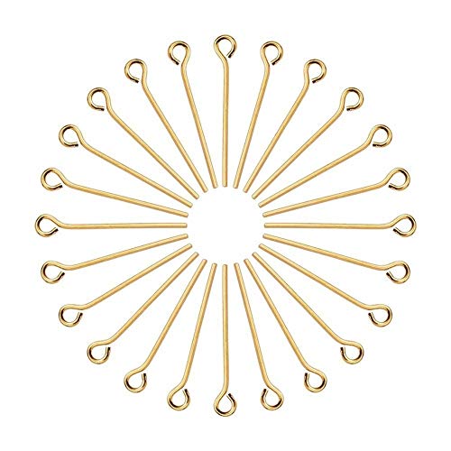 PH PandaHall Alfiler de Cobre Chapado en Oro con Agujero para DIY artesania,20x0.7mm,Agujero£º2m