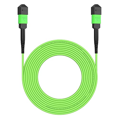 Image of AMPCOM MPO to MPO Trunk Cable 50 /125μm Multimode OM5 (12 Fiber, MPO to MPO Female, Type B, LSZH /Riser, UPC, Lime Green) 1m (3ft)