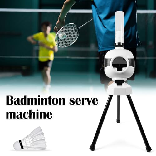Badminton Aufschlagmaschine, Badminton Trainingsmaschine mit 6 Badminton Tragbare Federball Aufschlagmaschine mit Badminton Ballmaschine für Solotraining Fangbohrer Smash-Training, 15 Ballkapazität