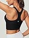 Heathyoga Longline Sports Bras for Women High Neck Tank Tops with Built in Bras Workout Tops for Women Racerback Yoga Bra Black