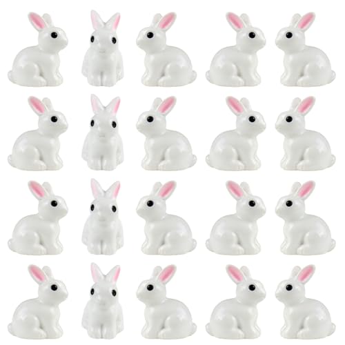 YIPFEN 20 peças mini coelho, escultura coelhos da páscoa, figura de resina miniatura, mini figuras e ornamentos de paisagem em miniatura para decoração de Páscoa, micro paisagem, crianças aniversário