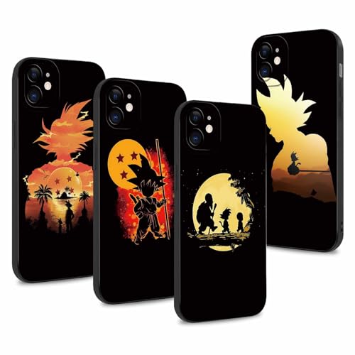PBNDJVG 4 Piezas Animados Funda para Samsung Galaxy S24 5G 6.2'', Anime Dragonball Super Z DBZ Son Goku Patrón Diseño Carcasa Antichoque Protecciones para Las Lentes Suave Negro TPU Case Fundas, 01