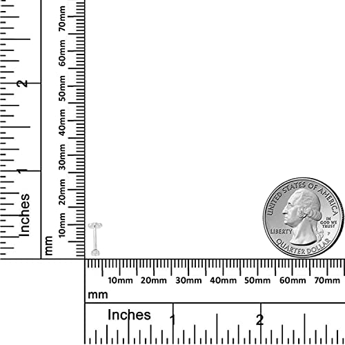 Avora 14K White Gold 2Mm Simulated Diamond Cz Cartilage Piercing Flat Back Earring Body Jewelry (18 Gauge) #TOP2