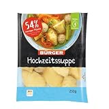 BÜRGER Hochzeitssuppe 250 g Beutel – traditionelle deutsche Suppe mit Maultaschen, Brät- und Grießklößchen, herzhaft & lecker, 1 x 250 g Beutel