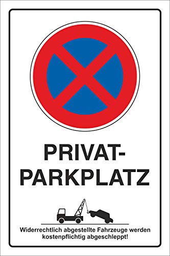 Preisvergleich Produktbild [2239f] Schild Parkverbot, Halteverbot, Privatparkplatz, Hochkant, 3 mm Alu-Verbund (300 x 200 mm)
