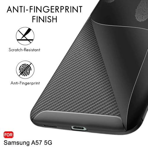 Image of TheGiftKart Rugged Carbon Fibre Armor Back Cover Case for Samsung Galaxy A57 5G | Shockproof & Protective | Stunning Minimalist Design Back Case Cover for Samsung Galaxy A57 5G (TPU, Black)