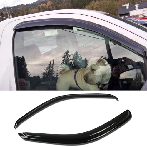 Kucaruce Original Side Window Wind Deflector for 2014-2019 Chevrolet Silverado/GMC Sierra 1500 2500 3500 with Regular Cab, 2pcs Out-Channel Tape-On Rain Guards Set, Dark Smoke Nice Window Visor 92301