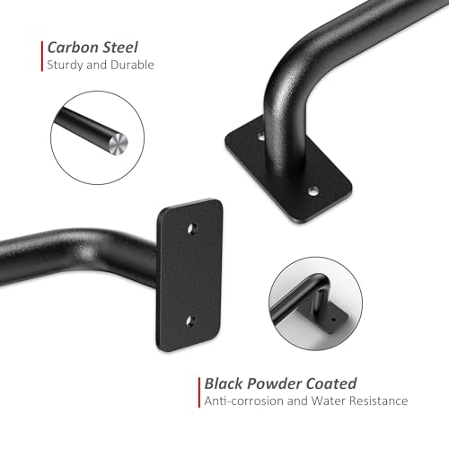 skysen 30CM Schiebetür Griff 2PC Türklinke Scheunentor Türgriff Schwarz Griffe mit Schlichter Stil mit Runde Eckform, Handgriff für Schiebetür Gartentor Schrank Badezimmer Schiebetür Komplettset