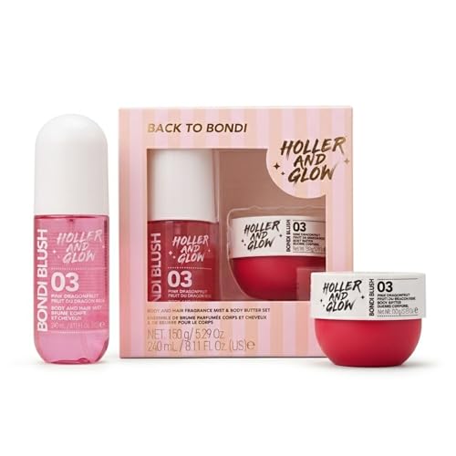 Holler And Glow Back To Bondi Pink Dragon Fruit Body Mist & Body Butter Duo Body Spray & Hair Perfume Vacation Lotion For Dry Skin Must Have For Women & Teen Girls Long Lasting 2 Piece Gift Set