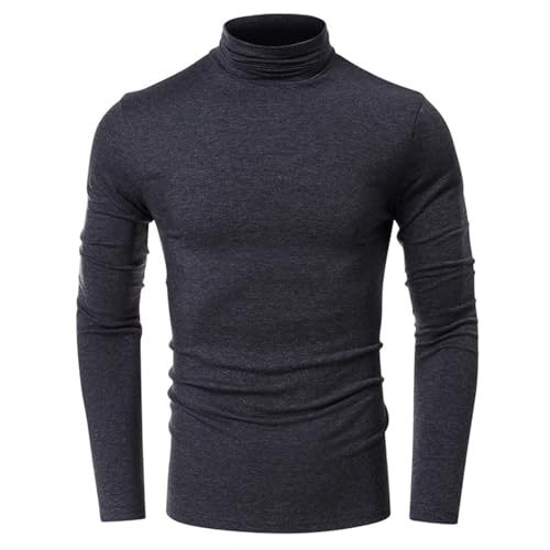 Men’s Thermal Long Sleeve Shirts Mock Turtleneck T-Shirt Slim Fit Undershirts Lightweight Pullover Sweaters Top Dark Grey